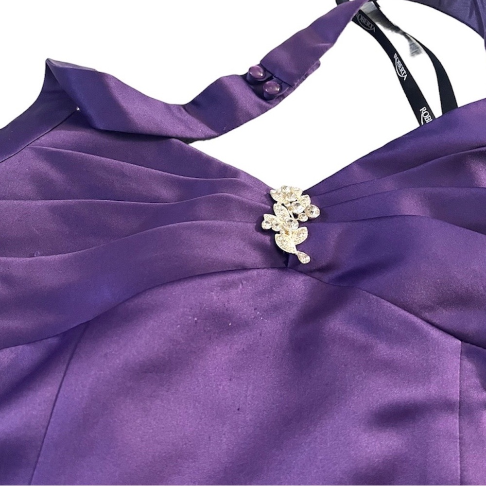 Vintage Roberta purple halterneck prom homecoming dress size 9/10 - Picture 4 of 5